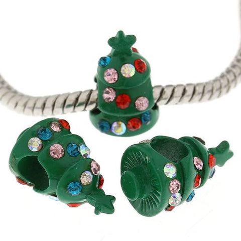 Multi  Rhinestone Christmas Tree Charm European Bead Compatible for Most European Snake Chain Bracelet - Sexy Sparkles Fashion Jewelry - 3