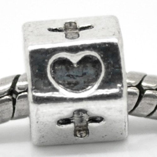 Heart Love Cross Charm Bead Fits For Snake Chain Charm Bracelet
