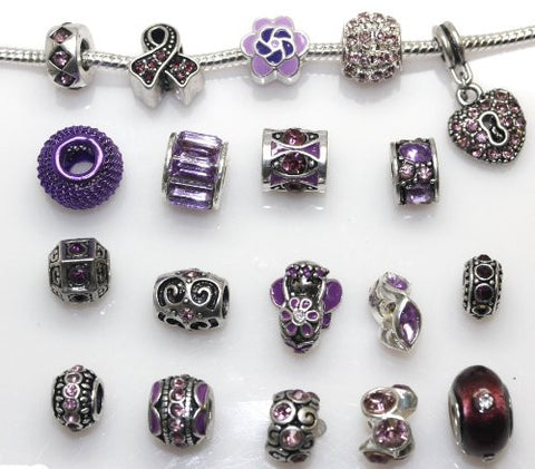 Ten (10) of Assorted Shades of Amethyst Crystal Rhinestones Beads for Snake Chain Charm Bracelet - Sexy Sparkles Fashion Jewelry - 2