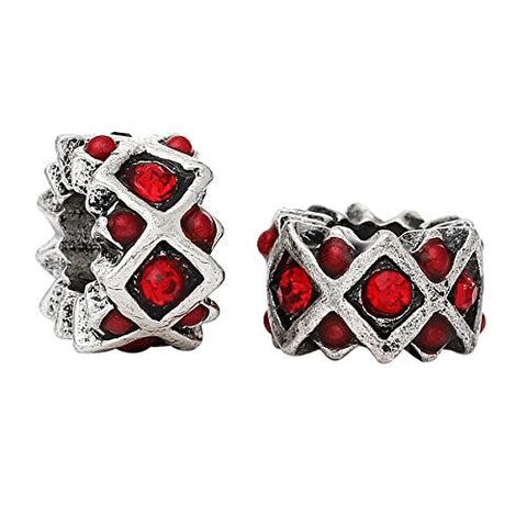 Red Rhinestone European Bead Compatible for Most European Snake Chain Charm Bracelet - Sexy Sparkles Fashion Jewelry - 2