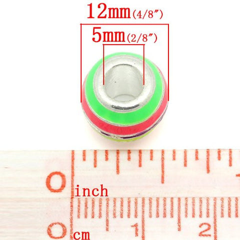 Multi  Enamel Barrel Charm European Bead Compatible for Most European Snake Chain Bracelet - Sexy Sparkles Fashion Jewelry - 3
