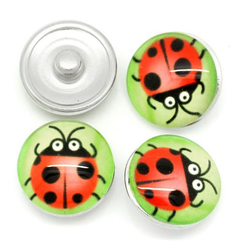 Ladybird Design Glass Chunk Charm Button Fits Chunk Bracelet - Sexy Sparkles Fashion Jewelry - 3