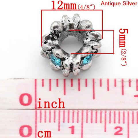 Flower With Blue Birthstone European Bead Compatible for Most European Snake Chain Bracelet - Sexy Sparkles Fashion Jewelry - 3