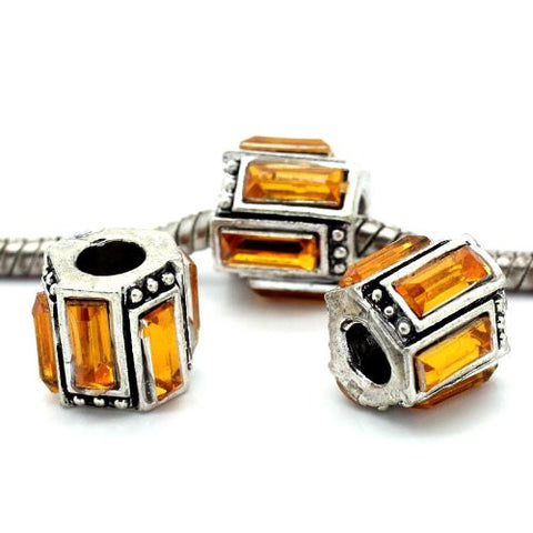 November Topaz Birthstone round Spacer Bead Charm for european snake chain charm Bracelet - Sexy Sparkles Fashion Jewelry - 2