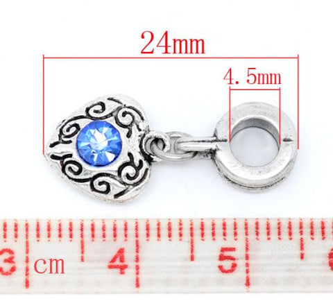 Heart Dangle Created Birthstone Charms for Snake Chain Bracelet - Sexy Sparkles Fashion Jewelry - 2