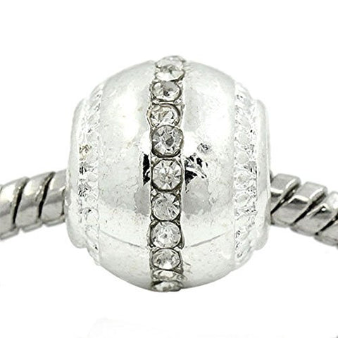 Ball with Clear  Rhinestone European Bead Compatible for Most European Snake Chain Bracelet - Sexy Sparkles Fashion Jewelry - 1