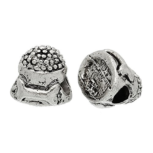 Dog Bowl W/ Carved Bone Bead Compatible for Most European Snake Chain Bracelet - Sexy Sparkles Fashion Jewelry - 1