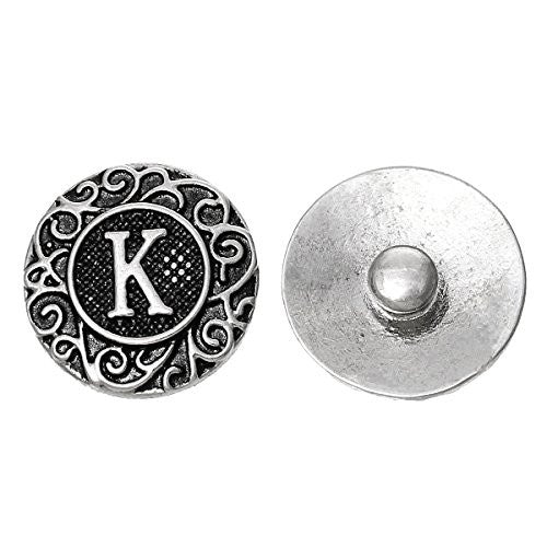 Alphabet Letter K Chunk Snap Button or Pendant Fits Snaps Chunk Bracelet - Sexy Sparkles Fashion Jewelry - 1