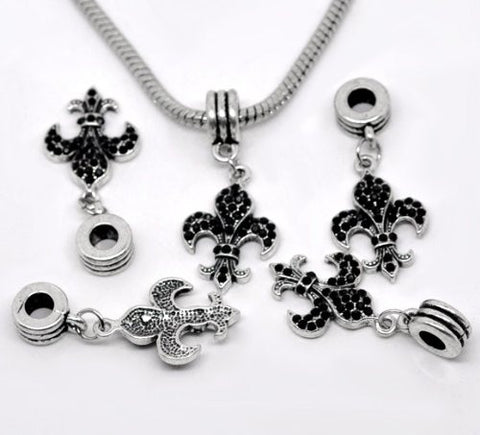 Fleur De Lis European Bead Compatible for Most European Snake Chain Charm Bracelet - Sexy Sparkles Fashion Jewelry - 2