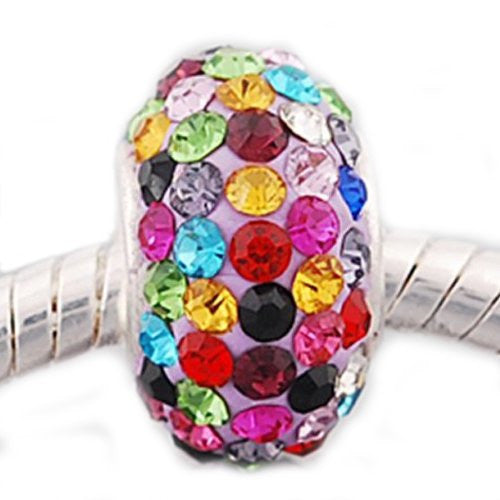 Multi  Crystals European Bead Compatible for Most European Snake Chain Bracelet