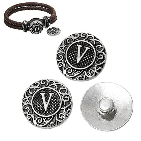 Alphabet Letter V Chunk Snap Button or Pendant Fits Snaps Chunk Bracelet - Sexy Sparkles Fashion Jewelry - 2