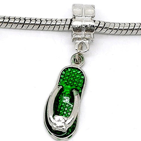 Green Beach Sandal Charm Bead Spacer for Snake Chain Bracelet - Sexy Sparkles Fashion Jewelry - 1