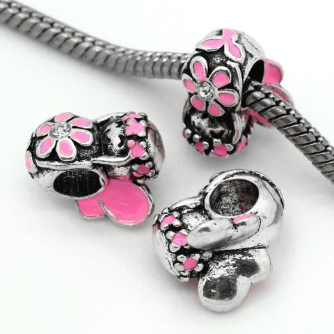 Pink Flower Fairy Charm European Bead Compatible for Most European Snake Chain Bracelet - Sexy Sparkles Fashion Jewelry - 2