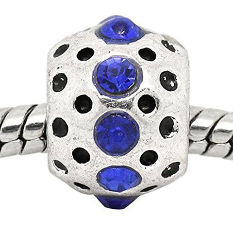 Royal Blue Rhinestone  Birthstone Charm European Bead Compatible for Most European Snake Chain Bracelets - Sexy Sparkles Fashion Jewelry - 1