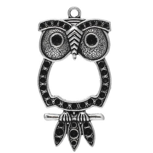 Silver Pkated Owl Charm Pendant for Necklace