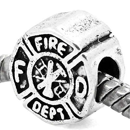 Fireman's Badge Charm European Bead Compatible for Most European Snake Chain Bracelet