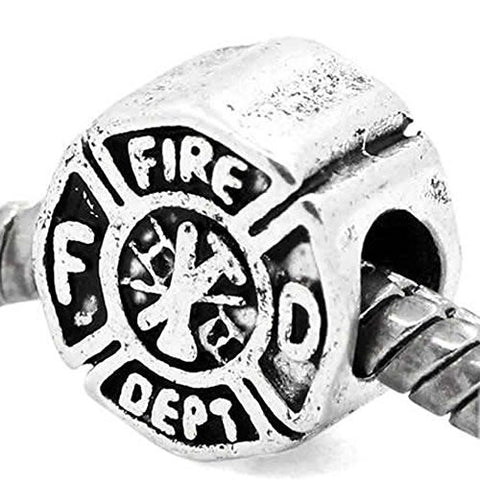 Fireman's Badge Charm European Bead Compatible for Most European Snake Chain Bracelet - Sexy Sparkles Fashion Jewelry - 1