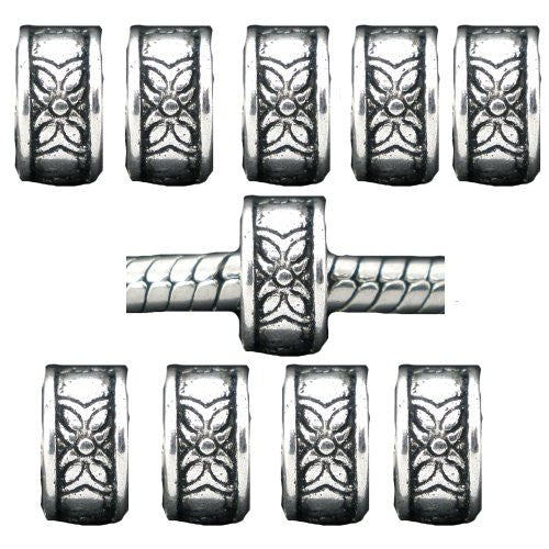 Ten(10) Flower Ring Charms Beads For Snake Chain Charm Bracelet - Sexy Sparkles Fashion Jewelry