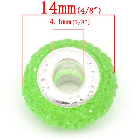Green Glitter Charm fits European Snake Chain Charm Bracelets - Sexy Sparkles Fashion Jewelry - 3