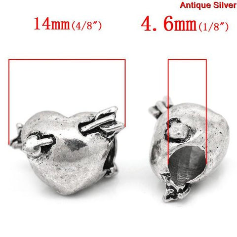 Cupid Heart Dangle Spacer Charm European Bead Compatible for Most European Snake Chain Bracelet - Sexy Sparkles Fashion Jewelry - 3