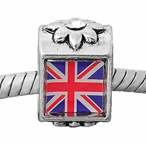 Union Jack British Flag Charm European Bead Compatible for Most European Snake Chain Bracelet - Sexy Sparkles Fashion Jewelry - 1