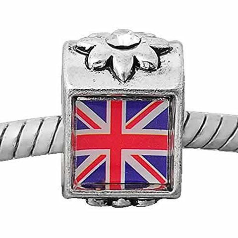 Union Jack British Flag Charm European Bead Compatible for Most European Snake Chain Bracelet - Sexy Sparkles Fashion Jewelry - 1