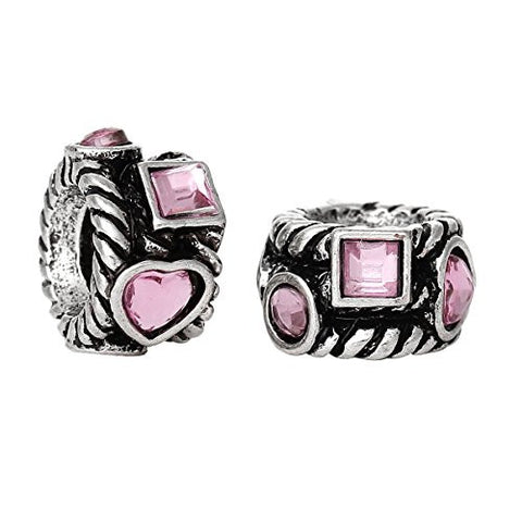 October Heart Design Birthtone European Charm Spacer Bead for Snake Chain Charm Bracelet - Sexy Sparkles Fashion Jewelry - 3
