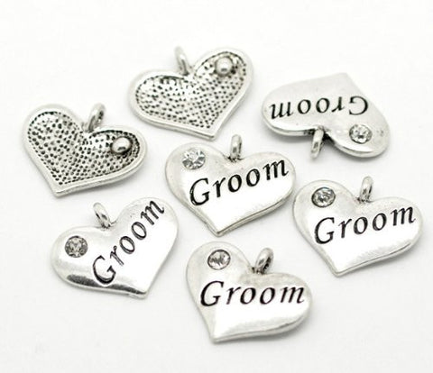 Groom Wedding Heart Charm Pendant for Necklace - Sexy Sparkles Fashion Jewelry - 2