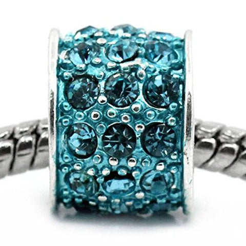 Blue Sparkly Charm w/ Rhinestones for Snake Chain Charm Bracelets - Sexy Sparkles Fashion Jewelry - 1