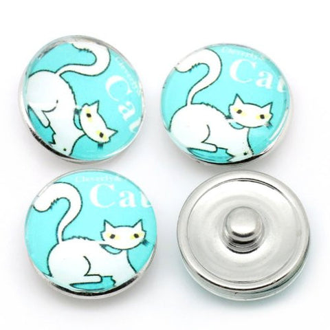 Siamese Cat Design Glass Chunk Charm Button Fits Chunk Bracelet - Sexy Sparkles Fashion Jewelry - 3