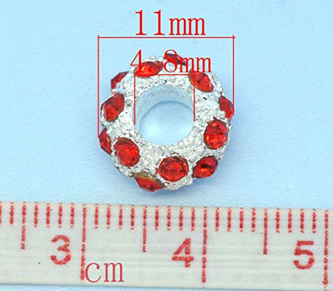Red Rhinestone Birthstone Charm fits European Snake Chain Charm Bracelet - Sexy Sparkles Fashion Jewelry - 4