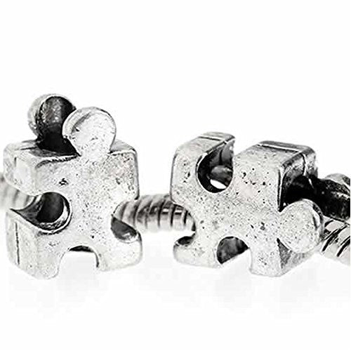Autism Awareness Jigsaw Puzzle Piece Charm Beads For Snake Chain Charm Bracelet