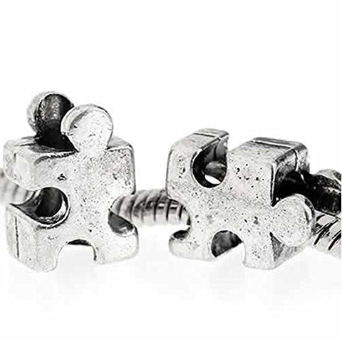 Autism Awareness Jigsaw Puzzle Piece Charm Beads For Snake Chain Charm Bracelet - Sexy Sparkles Fashion Jewelry - 1