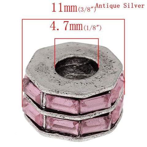 Pink Crystals Charm Beads for Snake Chain Charm Bracelets - Sexy Sparkles Fashion Jewelry - 3