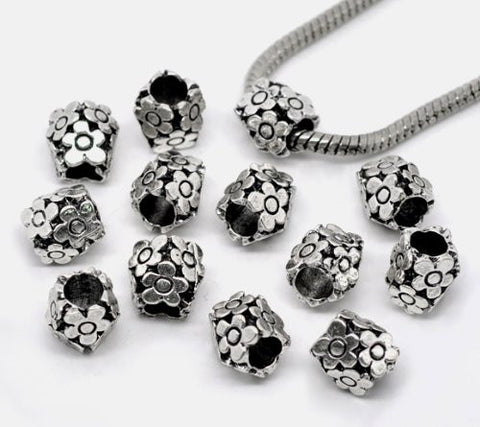 Silver Tone Flower Spacer European Bead Compatible for Most European Snake Chain Bracelet - Sexy Sparkles Fashion Jewelry - 2
