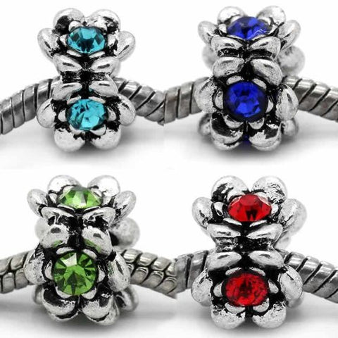 Flower With Blue Birthstone European Bead Compatible for Most European Snake Chain Bracelet - Sexy Sparkles Fashion Jewelry - 4