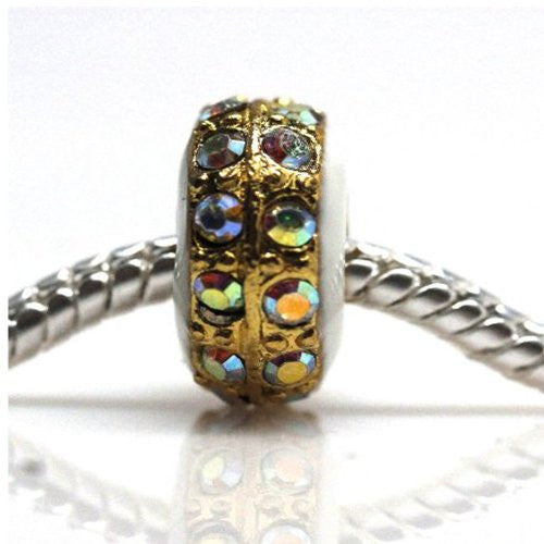 White and Gold Tone  Enamel Bead Spacer for Snake Chain Charm Bracelet - Sexy Sparkles Fashion Jewelry