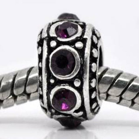 Purple Birthstone Spacer Bead Charm for european snake chain charm Bracelet - Sexy Sparkles Fashion Jewelry - 5
