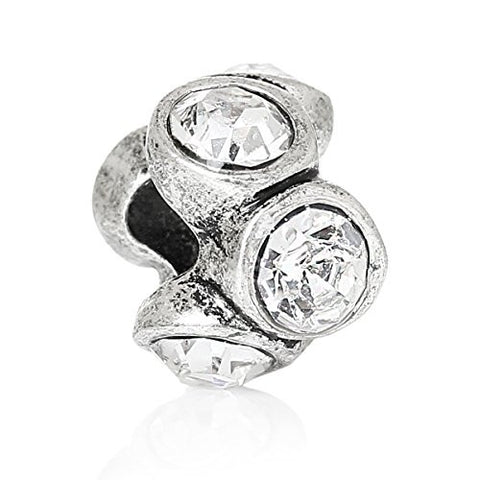 April Birthday Charms W/ Round  Crystals Bead (April) - Sexy Sparkles Fashion Jewelry - 1