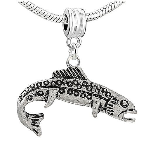 Salmon Fish Charm Dangle Bead Compatible with European Snake Chain Bracelet - Sexy Sparkles Fashion Jewelry