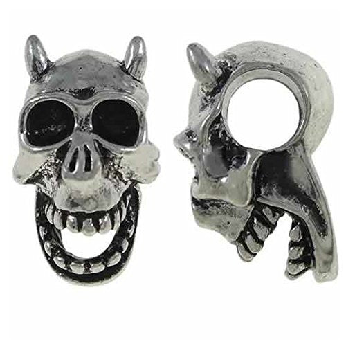 Horned Devil Skull Bead Spacers For Snake Chain Charm Bracelet - Sexy Sparkles Fashion Jewelry