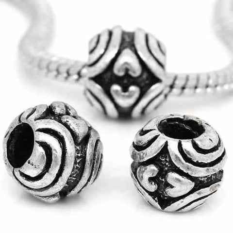 Upside Down Heart Pattern on Bead Charm For Snake Charm Bracelet - Sexy Sparkles Fashion Jewelry - 3
