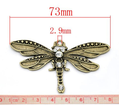 Rhinestone Dragonfly Charm Pendant for Necklace - Sexy Sparkles Fashion Jewelry - 3