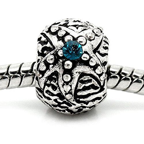 Aqua Rhinestone Flower Charm European Bead Compatible for Most European Snake Chain Bracelet - Sexy Sparkles Fashion Jewelry