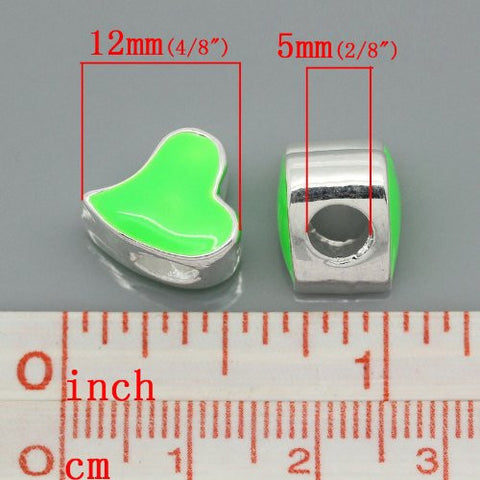 Love Heart Charm Green Bead for European Snake Chain charm bracelet - Sexy Sparkles Fashion Jewelry - 3