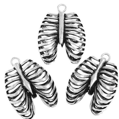 Anatomical 3d Human Rib Cage European Bead Compatible for Most European Snake Chain Charm Bracelet - Sexy Sparkles Fashion Jewelry - 2