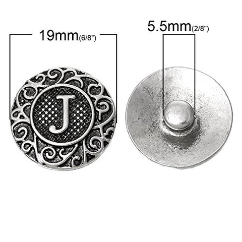 Alphabet Letter J Chunk Snap Button Pendant Fits Snaps Chunk Bracelet - Sexy Sparkles Fashion Jewelry - 2