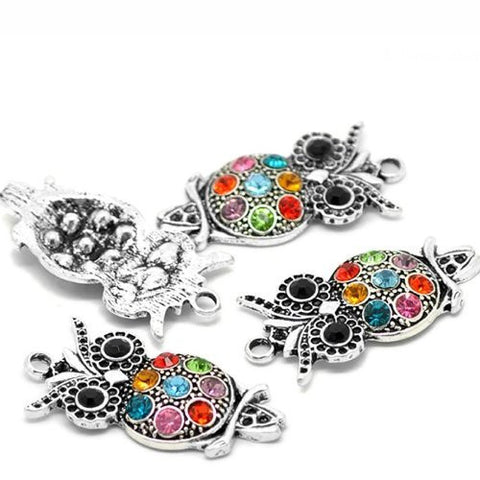 Multi  Color Rhinestone Owl Charm Pendant for necklace - Sexy Sparkles Fashion Jewelry - 2