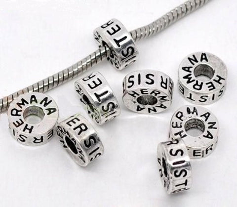 Sister Spacer European Bead Compatible for Most European Snake Chain Bracelet - Sexy Sparkles Fashion Jewelry - 2