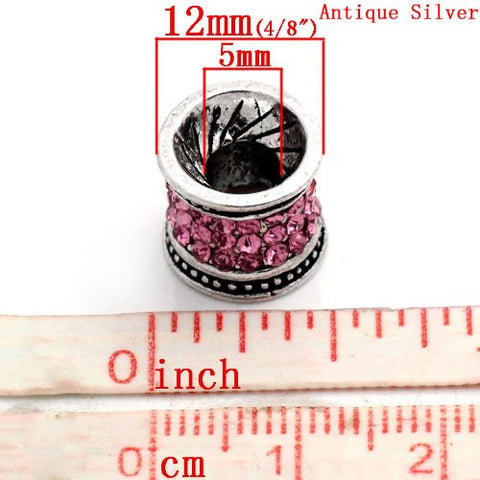 Pink October Birthstone  Crystals European Bead Compatible for Most European Snake Chain Charm Bracelet - Sexy Sparkles Fashion Jewelry - 4